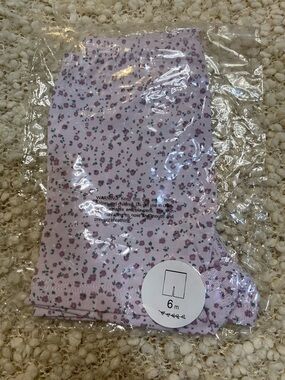 Lilac Ribbed Baby Leggings with Tiny Floral Print